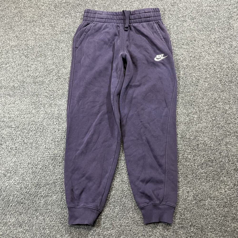 Nike Sweatpants Kids Medium Purple Cotton Blend Drawstring Tapered Jogger